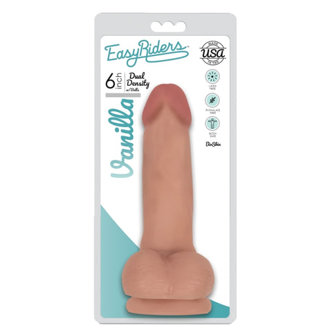 EASY RIDERS 6" SLIM BIOSKIN DONG W/ BALLS - VANILLA