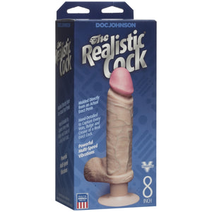 8IN REALISTIC COCK VIBRATING - WHITE