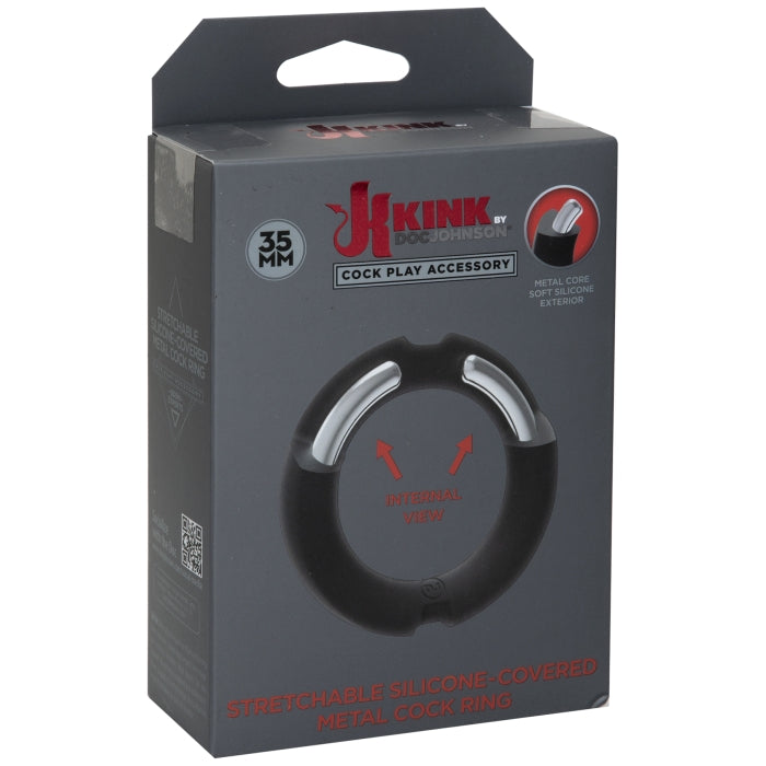 KINK SILICONE COVERED METAL COCKRING 35MM - BLK