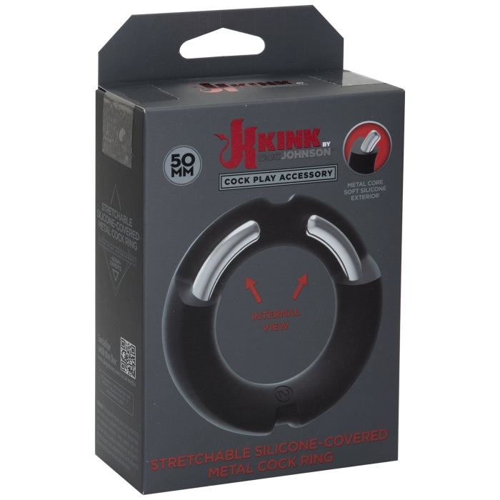 KINK SILICONE COVERED METAL COCKRING 50MM - BLK