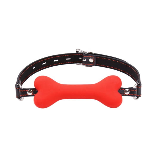 BALL GAG DOG BONE W/LOCK - RED