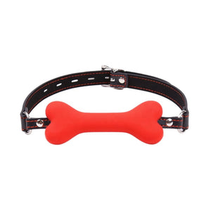 BALL GAG DOG BONE W/LOCK - RED