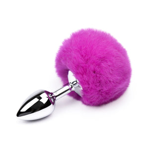 BUTT PLUG METAL W/FLUFFY TAIL - PINK