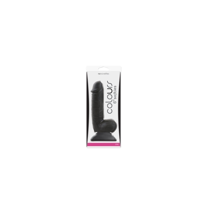 **SPECIAL** COLOURS SOFTIES 6IN DILDO - BLACK