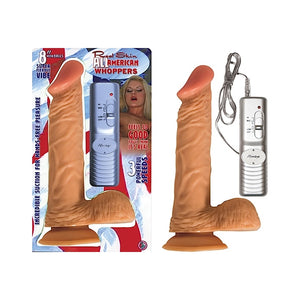 ALL AMERICAN WHOPPER-8 VIBRATING W/ BALLS FLESH