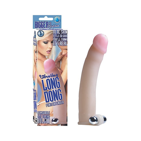 VIBRATING LONG DONG PENIS EXTENDER-FLESH