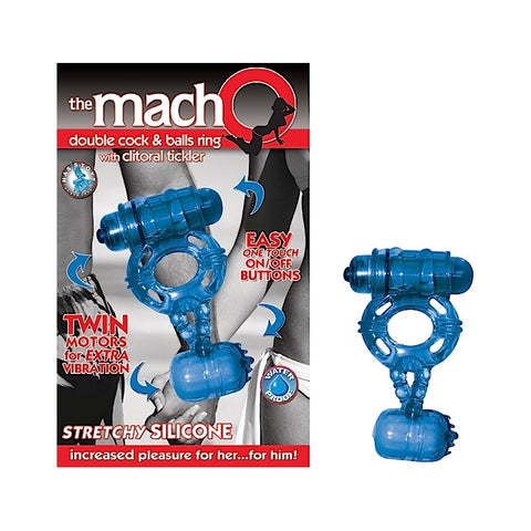 THE MACHO DOUBLE COCK/BALLS RING W/CLITORAL TICKLER