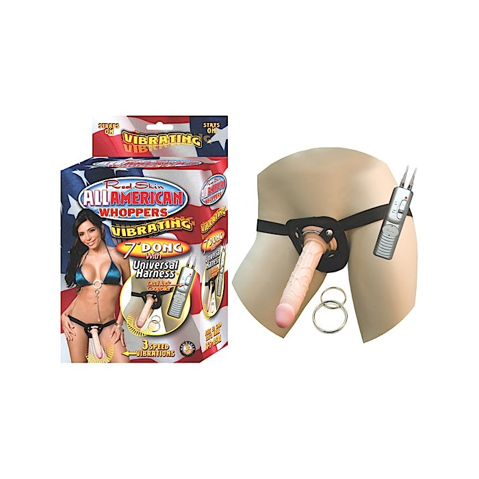 ALL AMERICAN WHOPPERS VIBRATING 7IN DONG W/UNIVERSAL HA