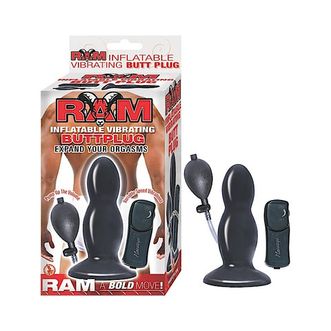 RAM INFLATABLE VIBRATING BUTT PLUG - BLACK