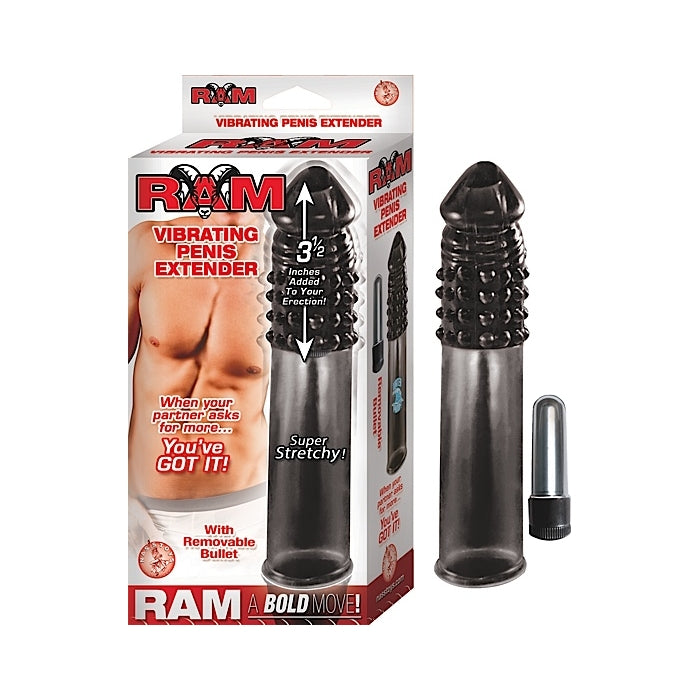 RAM VIBRATING PENIS EXTENDER - BLACK