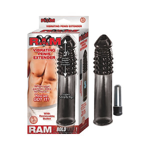 RAM VIBRATING PENIS EXTENDER - BLACK