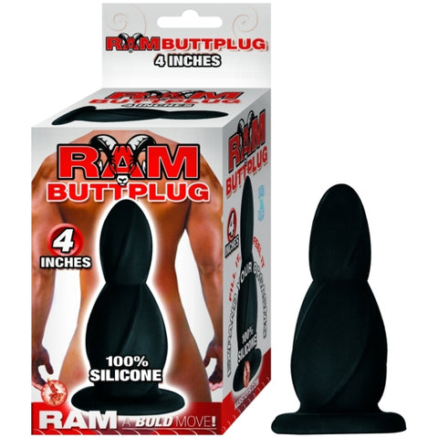 RAM SILICONE BUTT PLUG IN 4 INCH - BLACK