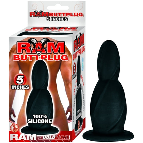 RAM SILICONE BUTT PLUG IN 5 INCH - BLACK