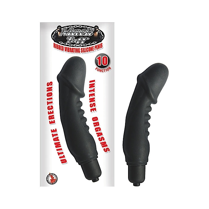 MACK TUFF - RIBBED VIBRATING SILICONE PENIS - BLACK
