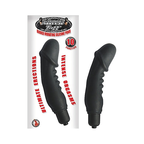 MACK TUFF - RIBBED VIBRATING SILICONE PENIS - BLACK