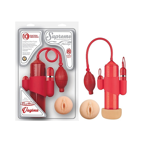 SUPREME VIBRATING PENIS PUMP VAGINA-RED
