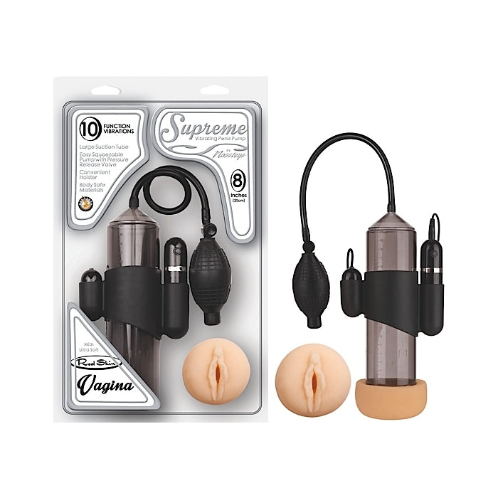 SUPREME VIBRATING PENIS PUMP VAGINA-BLACK