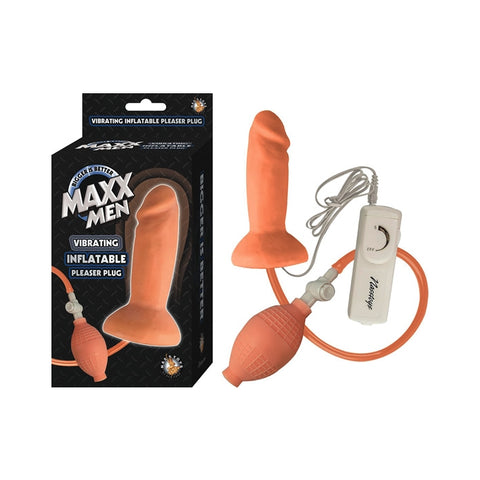 MAXX MEN INFLATABLE VIBRATING PLEASER PLUG - FLESH
