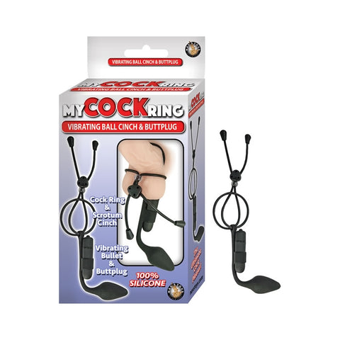MY COCK RING VIBRATING BALL CINCH & BUTTPLUG-BLACK