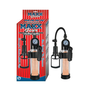 MAXX GEAR VIBRATING VACUUM GAUGE PENIS PUMP-CLEAR