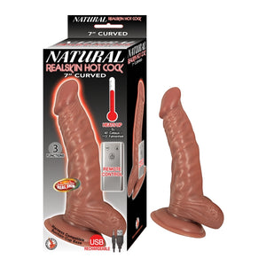 NATURAL REALSKIN HOT COCK CURVED 7"-BROWN