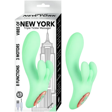 VIBES OF NEW YORK TRIPLE TICKLER MASSAGER-AQUA
