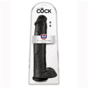 KING COCK 15IN COCK WITH BALLS - BLACK