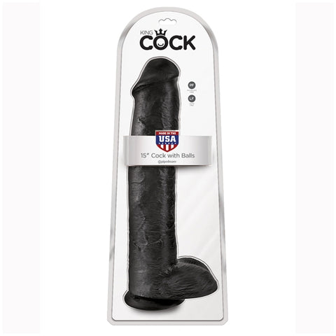 KING COCK 15IN COCK WITH BALLS - BLACK