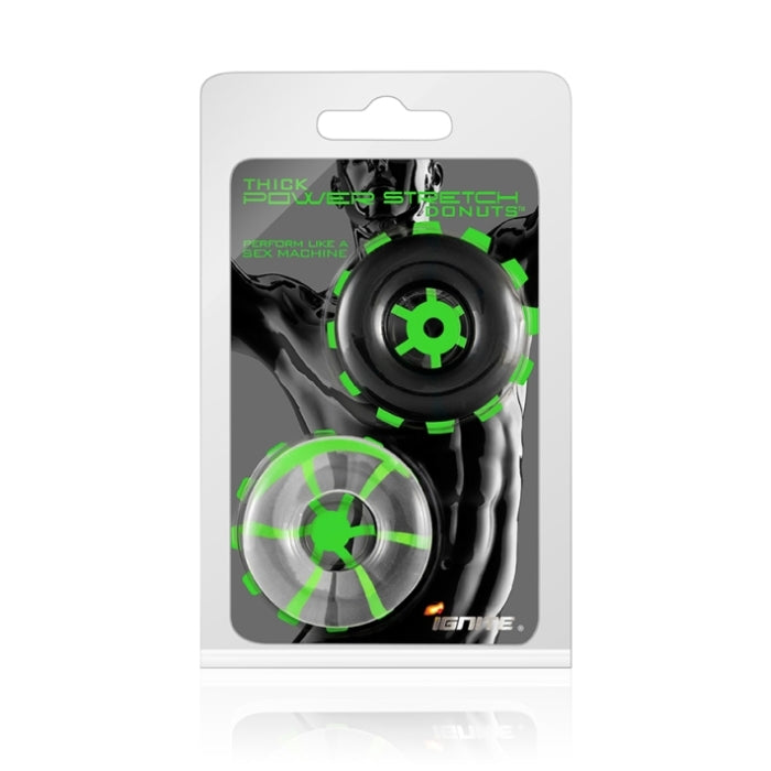 THICK POWER STRECH DONUTS 2 PACK BLACK & CLEAR