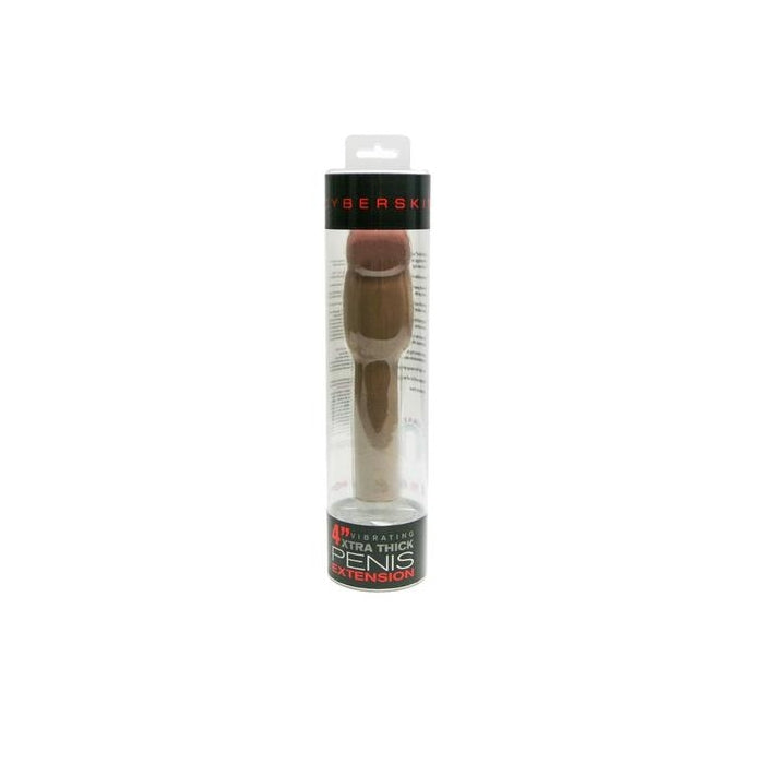 CYBERSKIN XTRA THICK VIBE TRANSFORMER PENIS EXT, 4IN - BLACK