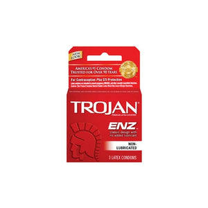 TROJAN 3'S ENZ REG DRY - NON LUBRICATED (RED)