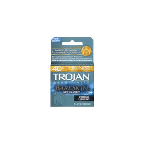 TROJAN 3'S BARESKIN CONDOMS (B/GREY)