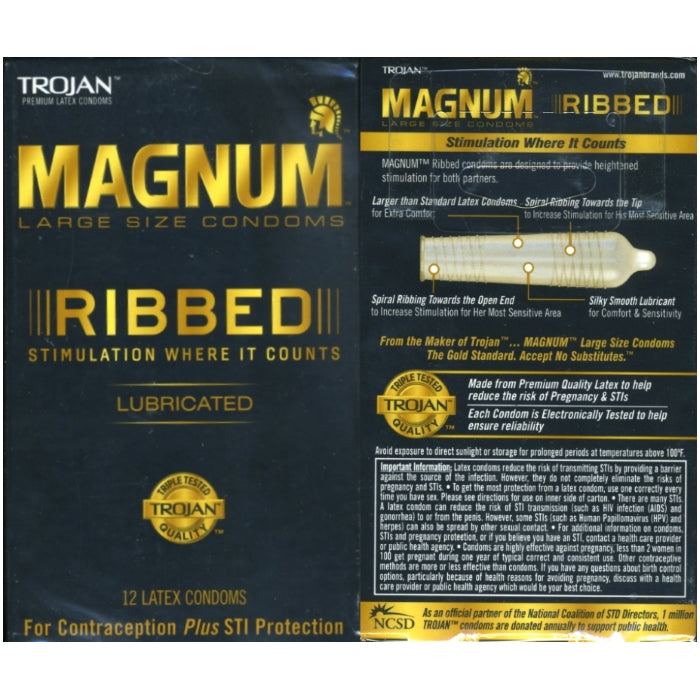 TROJAN  MAGNUM RIBBED 12CT