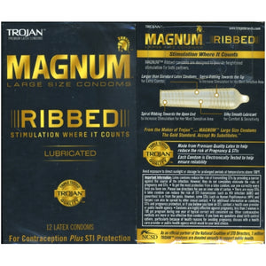 TROJAN  MAGNUM RIBBED 12CT