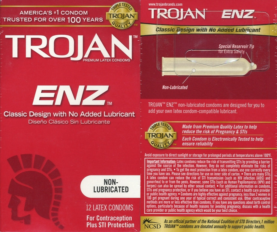 TROJAN ENZ NON LUBRICATED 12CT